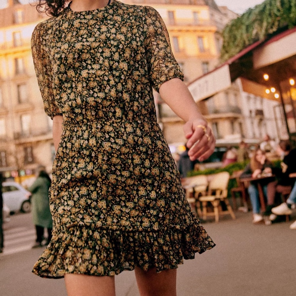Sézane Floral Margot Mini Dress Size 6